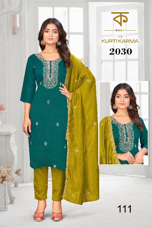 THE KURTI KRAMA D.NO 2030 WHOLESALE READYMADE VICHITRA EMBROIDERED 3 PCS SUITS EXPORTER