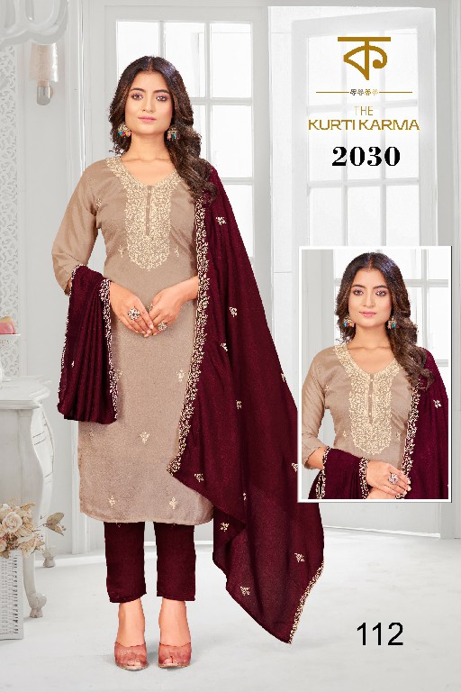 THE KURTI KRAMA D.NO 2030 WHOLESALE READYMADE VICHITRA EMBROIDERED 3 PCS SUITS EXPORTER