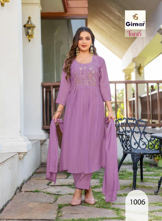 GIRNAR TANVI VOL 1 WHOLESALE READYMADE CHANDERI ANARKALI PATTERN 3 PCS SUITS SUPPLIER