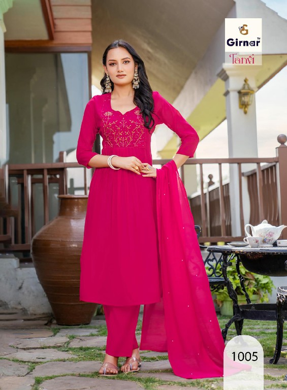 GIRNAR TANVI VOL 1 WHOLESALE READYMADE CHANDERI ANARKALI PATTERN 3 PCS SUITS SUPPLIER
