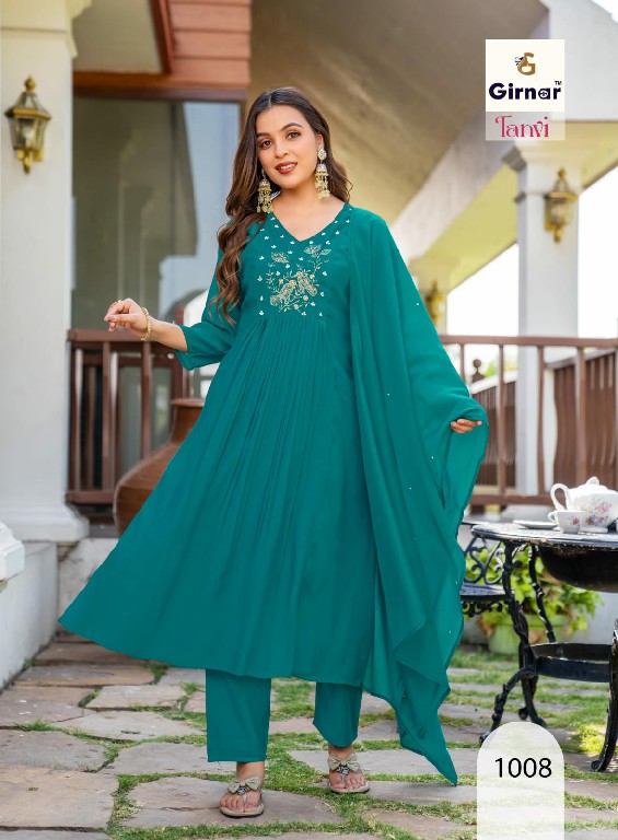 GIRNAR TANVI VOL 1 WHOLESALE READYMADE CHANDERI ANARKALI PATTERN 3 PCS SUITS SUPPLIER