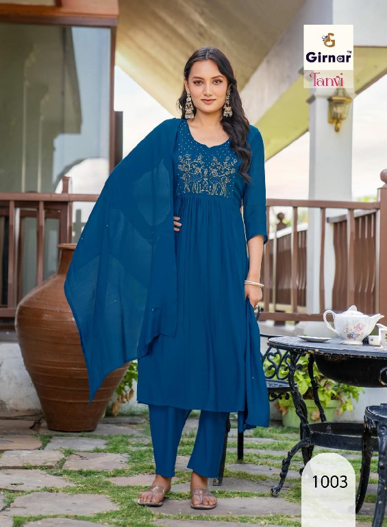 GIRNAR TANVI VOL 1 WHOLESALE READYMADE CHANDERI ANARKALI PATTERN 3 PCS SUITS SUPPLIER