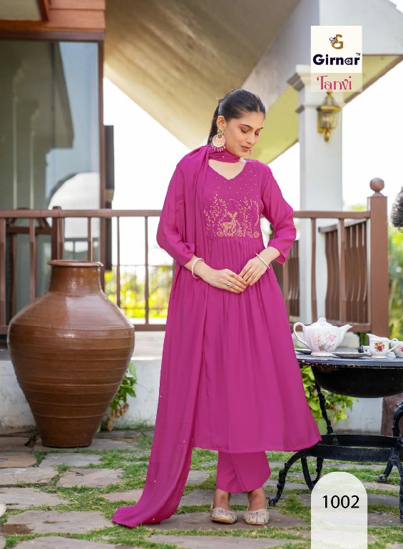 GIRNAR TANVI VOL 1 WHOLESALE READYMADE CHANDERI ANARKALI PATTERN 3 PCS SUITS SUPPLIER