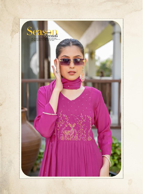 GIRNAR TANVI VOL 1 WHOLESALE READYMADE CHANDERI ANARKALI PATTERN 3 PCS SUITS SUPPLIER