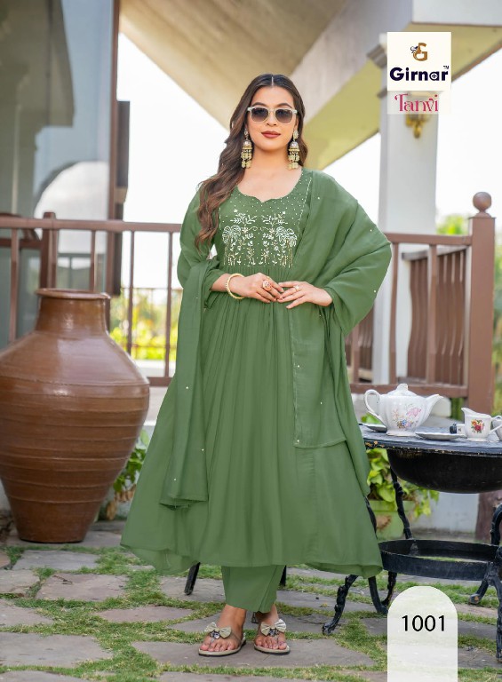GIRNAR TANVI VOL 1 WHOLESALE READYMADE CHANDERI ANARKALI PATTERN 3 PCS SUITS SUPPLIER