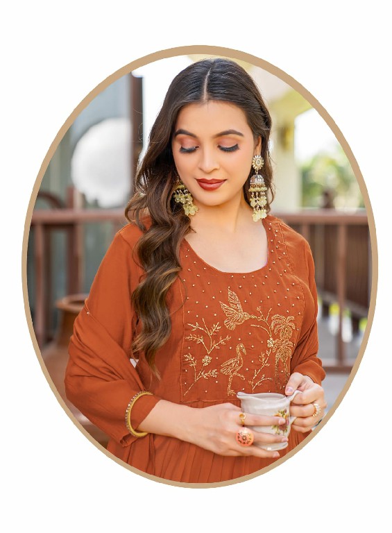GIRNAR TANVI VOL 1 WHOLESALE READYMADE CHANDERI ANARKALI PATTERN 3 PCS SUITS SUPPLIER