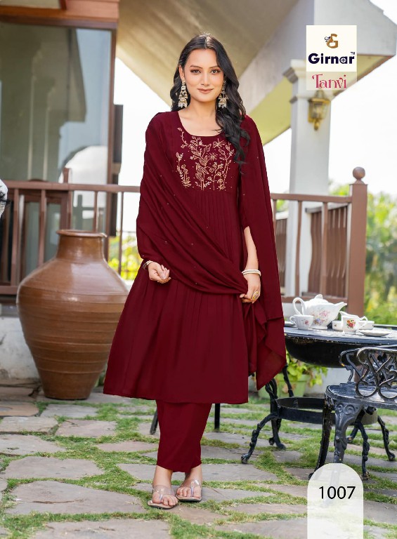 GIRNAR TANVI VOL 1 WHOLESALE READYMADE CHANDERI ANARKALI PATTERN 3 PCS SUITS SUPPLIER