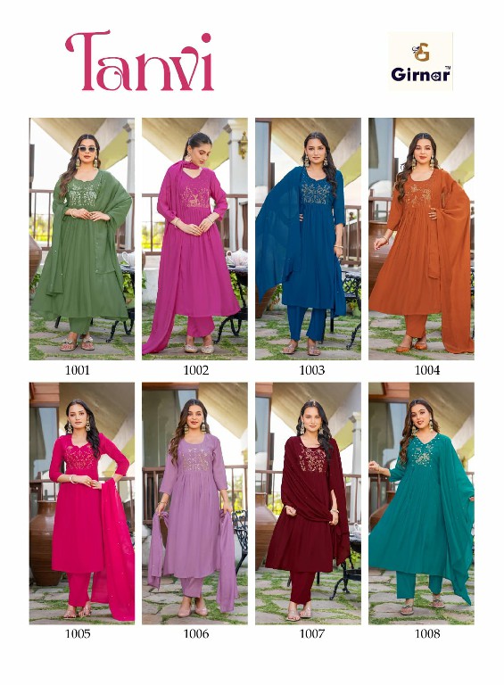 GIRNAR TANVI VOL 1 WHOLESALE READYMADE CHANDERI ANARKALI PATTERN 3 PCS SUITS SUPPLIER