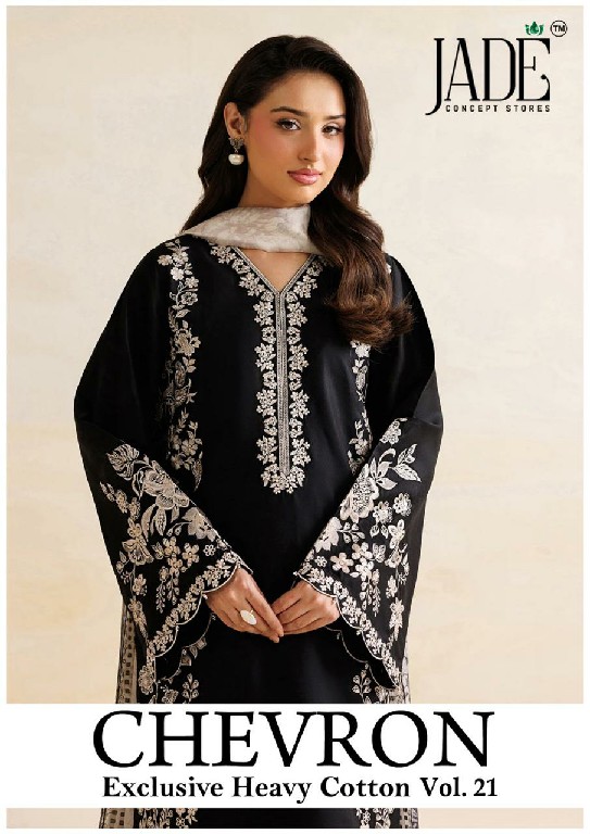 JADE CHEVRON EXCLUSIVE HEAVY COTTON VOL 21 WHOLESALE BEAUTIFUL DESIGN PAKISTANI FULLY STITCHED 3 PCS SUITS SUPPLIER