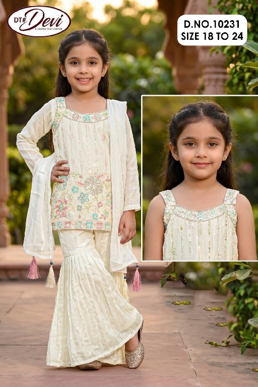 DT DEVI FIZA VOL 2 WHOLESALE READYMADE HO SILK ETHNIC LOOK SHARARA STYLE 3 PCS COMBO SET SUITS FOR KIDS SUPPLIER
