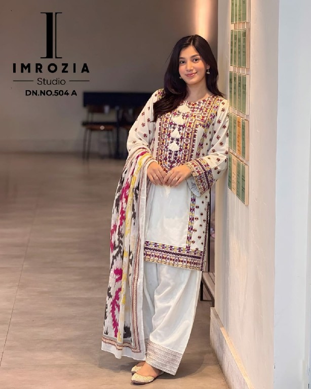 IMROZIA D.NO 504 WHOLESALE READYMADE VISCOSE RAYON HEAVY WORK FARSHI SALWAR STYLE 3 PCS SUITS SUPPLIER