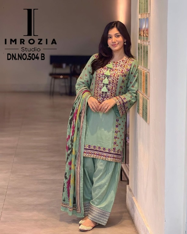 IMROZIA D.NO 504 WHOLESALE READYMADE VISCOSE RAYON HEAVY WORK FARSHI SALWAR STYLE 3 PCS SUITS SUPPLIER