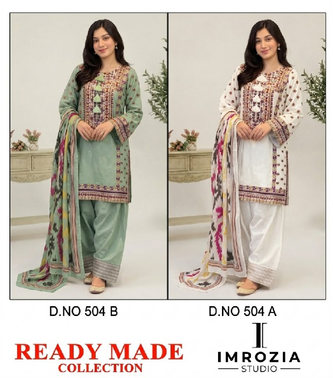 IMROZIA D.NO 504 WHOLESALE READYMADE VISCOSE RAYON HEAVY WORK FARSHI SALWAR STYLE 3 PCS SUITS SUPPLIER