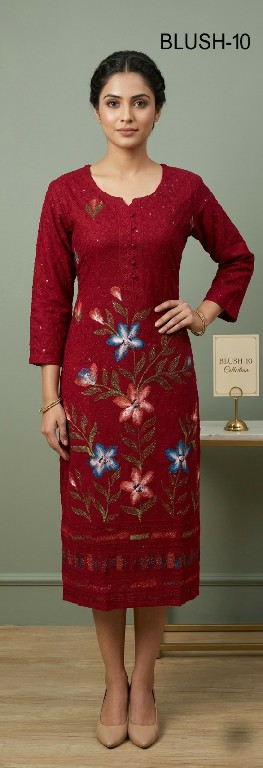 TUNIC HOUSE BLUSH WHOLESALE READYMADE RAYON LUCKNOWI SEQUENCE WORK COMBO KURTIS FOR WOMEN ONLINE