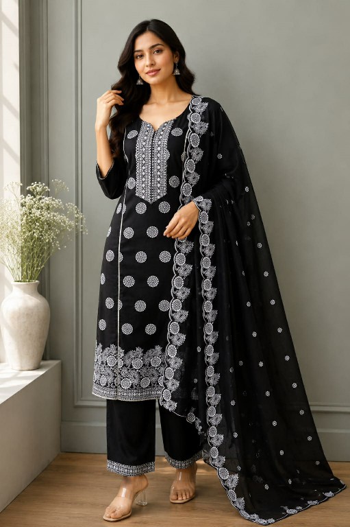 TUNIC HOUSE KAVERI WHOLESALE READYMADE COTTON SHIFFLY WORK 3 PCS COMBO SET SUITS EXPORTER