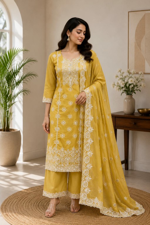 TUNIC HOUSE KAVERI WHOLESALE READYMADE COTTON SHIFFLY WORK 3 PCS COMBO SET SUITS EXPORTER