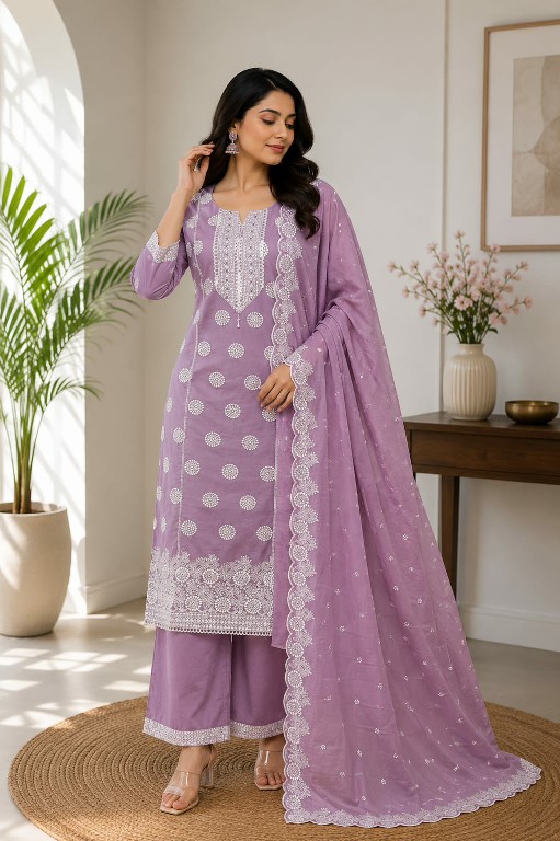 TUNIC HOUSE KAVERI WHOLESALE READYMADE COTTON SHIFFLY WORK 3 PCS COMBO SET SUITS EXPORTER