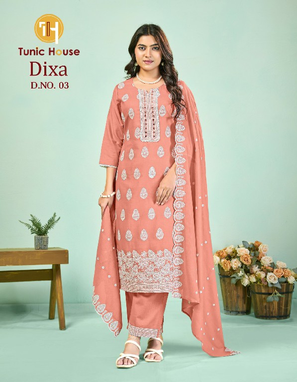 TUNIC HOUSE DIXA WHOLESALE READYMADE COTTON FANCY WORK BIG SIZE 3 PCS COM BO SET SUITS SUPPLIER