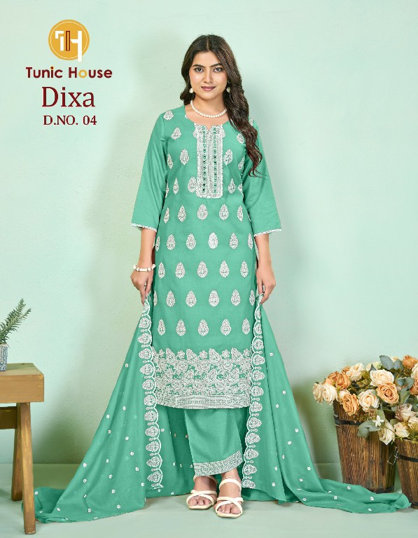 TUNIC HOUSE DIXA WHOLESALE READYMADE COTTON FANCY WORK BIG SIZE 3 PCS COM BO SET SUITS SUPPLIER