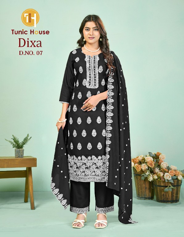 TUNIC HOUSE DIXA WHOLESALE READYMADE COTTON FANCY WORK BIG SIZE 3 PCS COM BO SET SUITS SUPPLIER