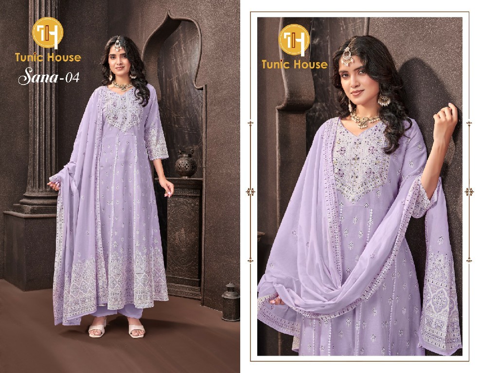 TUNIC HOUSE SANA WHOLESALE READYMADE MUL COTTON ANARKALI STYLE 3 PCS COMBO SET SUITS FOR EXPORT