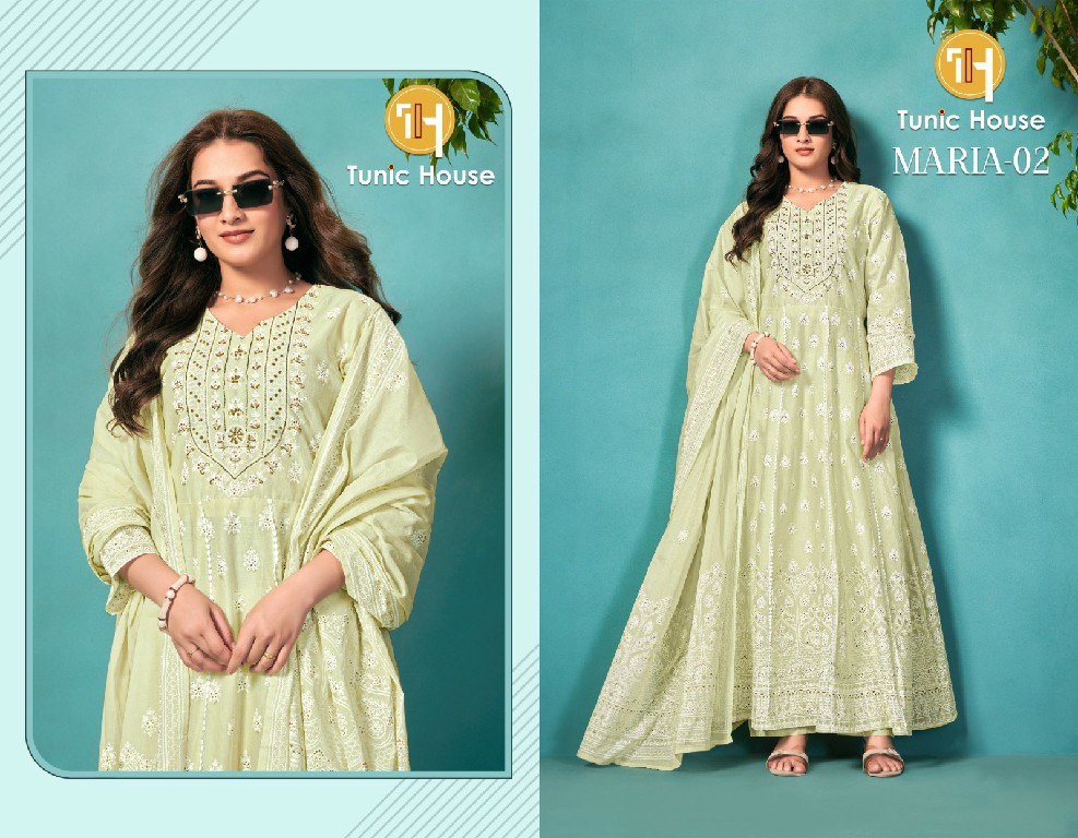 TUNIC HOUSE MARIA WHOLESALE READYMADE MUL COTTON ANARKALI BEAUTIFUL 3 PCS COMBO SET SUITS EXPORTER