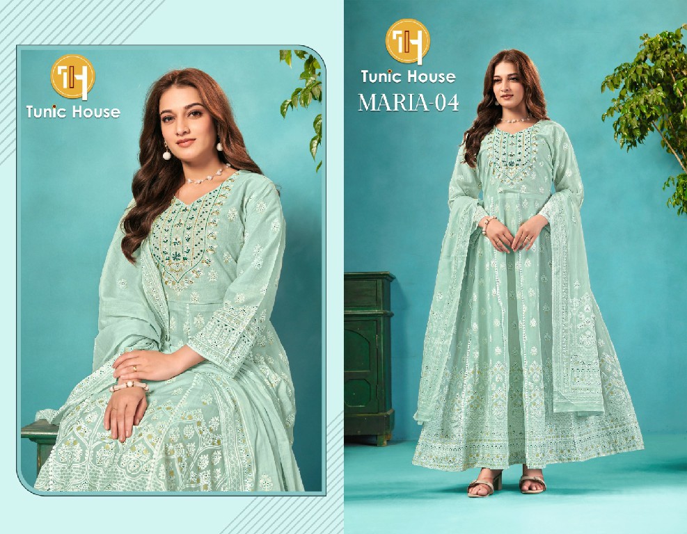 TUNIC HOUSE MARIA WHOLESALE READYMADE MUL COTTON ANARKALI BEAUTIFUL 3 PCS COMBO SET SUITS EXPORTER