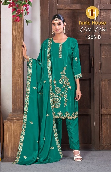TUNIC HOUSE ZAM ZAM 1206 WHOLESALE READYMADE H O SILK FUNCTION WEAR 3 PCS COMBO SET SUITS ONLINE