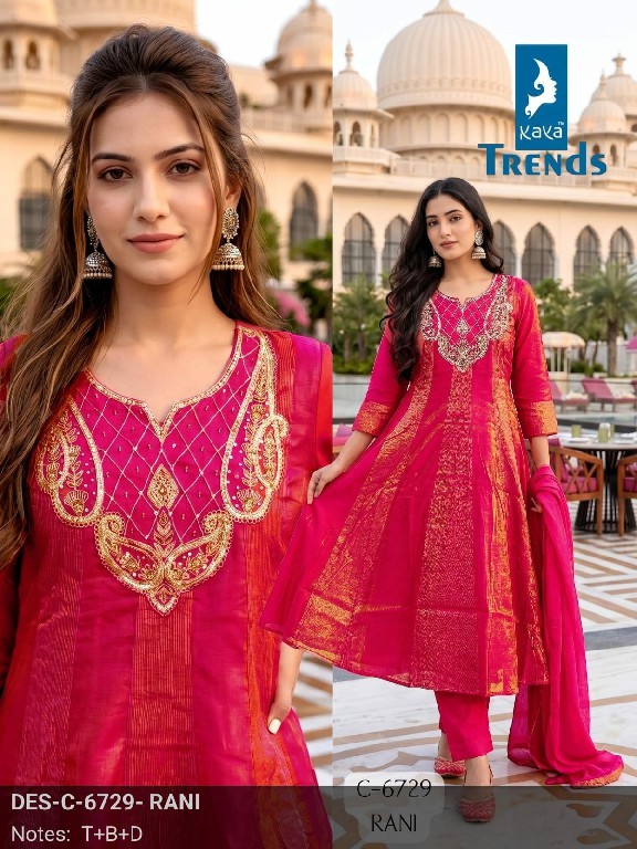 KAYA D.NO 6729 WHOLESALE READYMADE UNIQUE DESIGNER 3 PCS COMBO SET SUITS FOR EXPORT