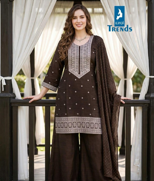 KAYA D.NO 6755 WHOLESALE READYMADE VICHITRA SILK PLAZZO STYLE 3 PCS COMBO SET SUITS ONLINE