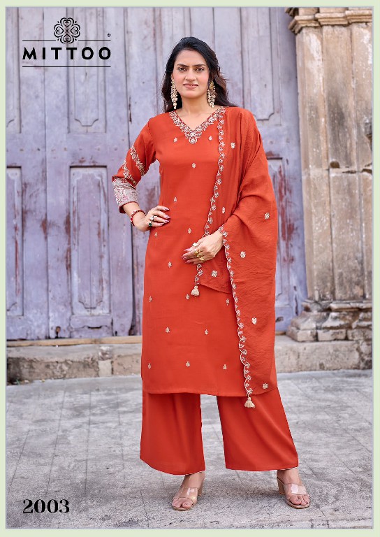 MITTOO AAIKA WHOLESALE READYMADE VISCOSE WEAVING ELEGANCE 3 PCS SUITS EXPORTER