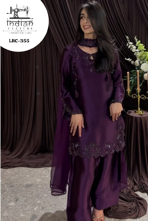 INDIAN CULTURE D.NO LRC-355 WHOLESALE READYMADE ROMAN GLASS PAKISTANI 3 PCS SUITS SUPPLIER