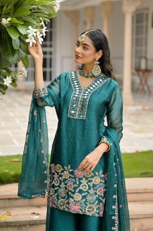 TEXTILEDEAL D.NO 50134 WHOLESALE READYMADE CRUSH SATIN WITH WORK OCCASION WEAR 3 PCS SUITS FOR EXPORT