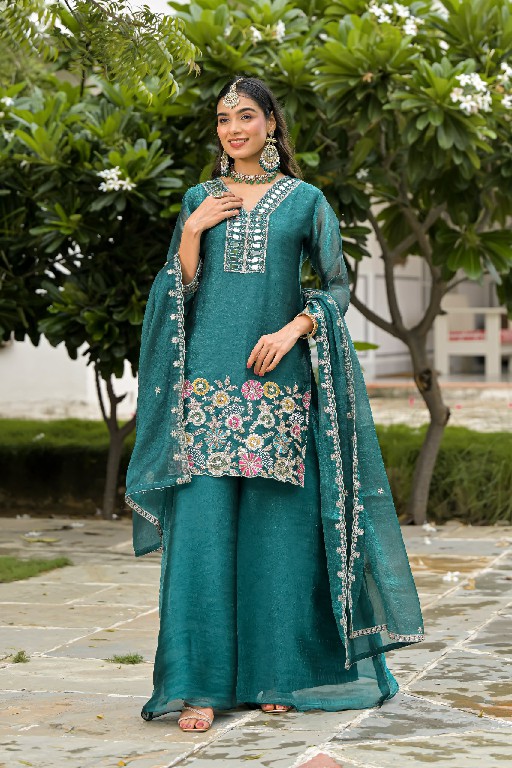 TEXTILEDEAL D.NO 50134 WHOLESALE READYMADE CRUSH SATIN WITH WORK OCCASION WEAR 3 PCS SUITS FOR EXPORT