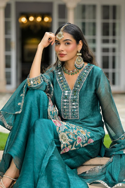 TEXTILEDEAL D.NO 50134 WHOLESALE READYMADE CRUSH SATIN WITH WORK OCCASION WEAR 3 PCS SUITS FOR EXPORT