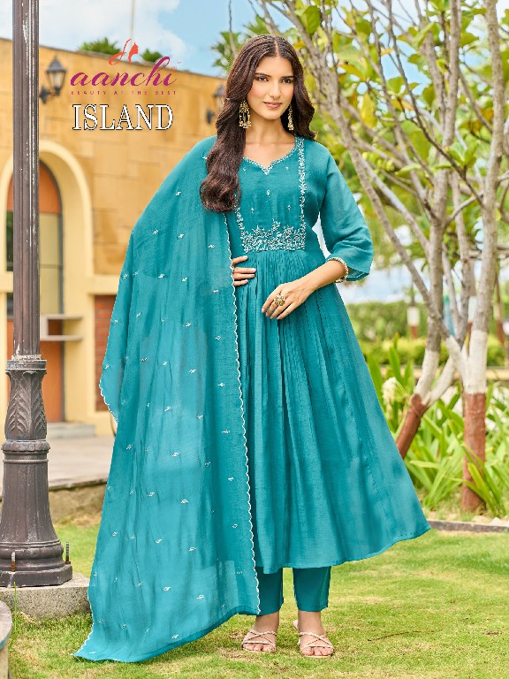 AANCHI ISLAND WHOLESALE READYMADE MUL CHANDERI LATEST FASHION 3 PCS SUITS SUPPLIER