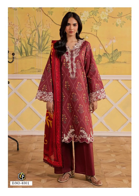 KEVAL FAB ELAYA VOL 4 WHOLESALE LAWN COTTON CASUAL WEAR FULLY STITCHED 3 PCS SUITS EXPORTER
