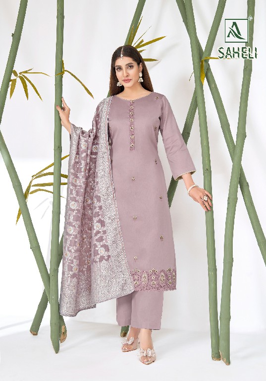 ALOK SUIT SAHELI WHOLESALE PURE ZAM COTTON EXCLUSIVE UNSTITCH SALWAR SUITS EXPORTER