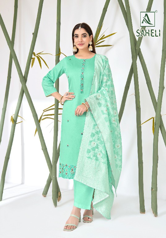 ALOK SUIT SAHELI WHOLESALE PURE ZAM COTTON EXCLUSIVE UNSTITCH SALWAR SUITS EXPORTER