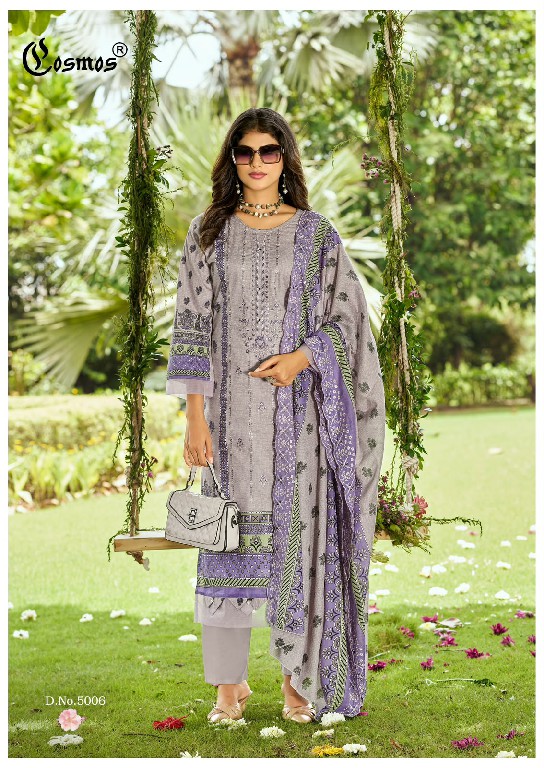 COSMOS BIN SAEED VOL 5 WHOLESALE LAWN COTTON BEAUTIFUL UNSTITCH SALWAR SUITS SUPPLIER