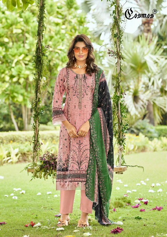 COSMOS BIN SAEED VOL 5 WHOLESALE LAWN COTTON BEAUTIFUL UNSTITCH SALWAR SUITS SUPPLIER