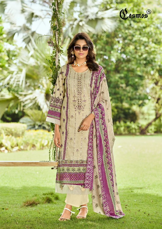 COSMOS BIN SAEED VOL 5 WHOLESALE LAWN COTTON BEAUTIFUL UNSTITCH SALWAR SUITS SUPPLIER