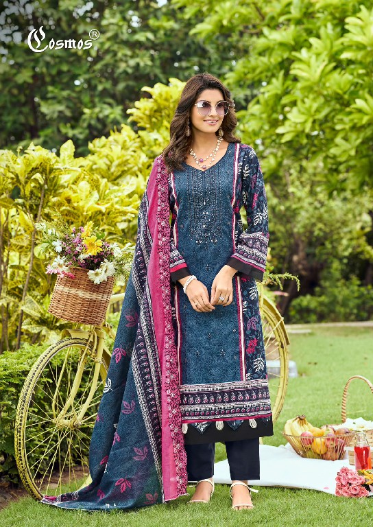 COSMOS BIN SAEED VOL 5 WHOLESALE LAWN COTTON BEAUTIFUL UNSTITCH SALWAR SUITS SUPPLIER