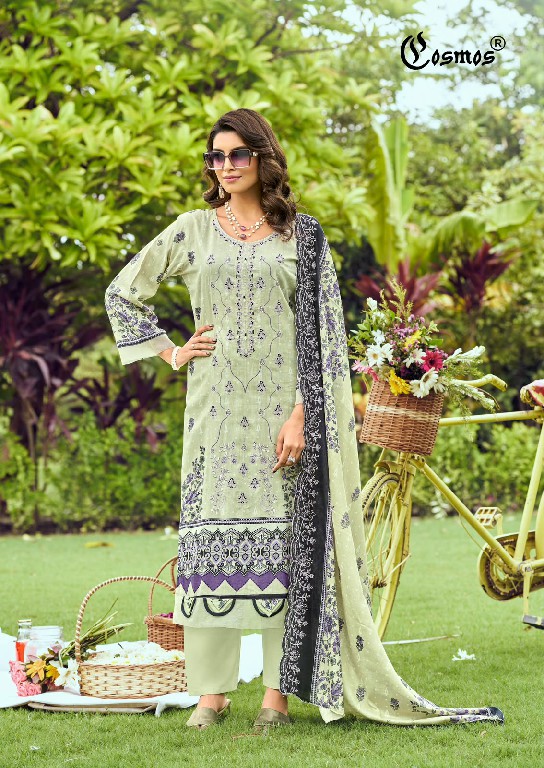 COSMOS BIN SAEED VOL 5 WHOLESALE LAWN COTTON BEAUTIFUL UNSTITCH SALWAR SUITS SUPPLIER