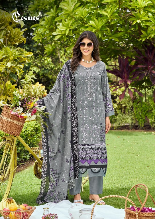 COSMOS BIN SAEED VOL 5 WHOLESALE LAWN COTTON BEAUTIFUL UNSTITCH SALWAR SUITS SUPPLIER