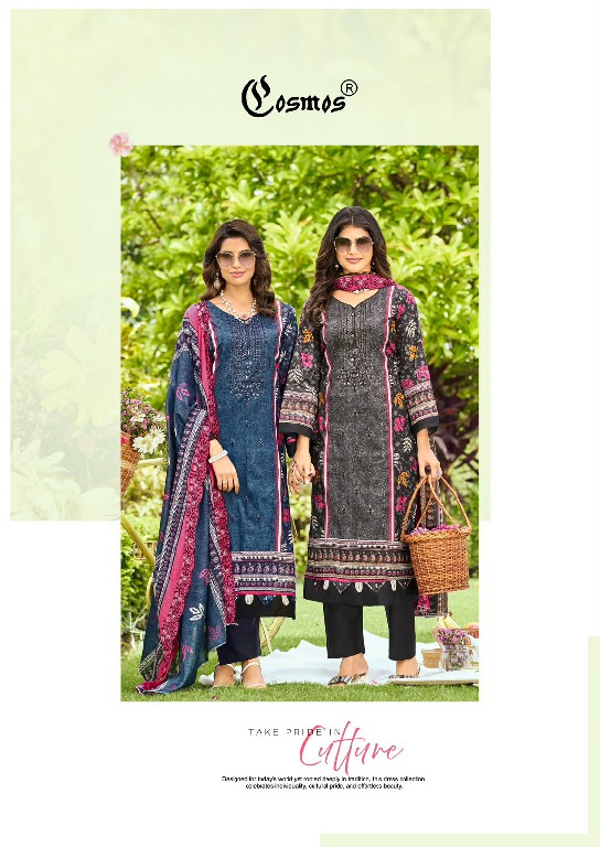 COSMOS BIN SAEED VOL 5 WHOLESALE LAWN COTTON BEAUTIFUL UNSTITCH SALWAR SUITS SUPPLIER