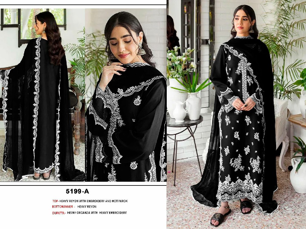 TEXTILEDEAL D.NO 5199 WHOLESALE RAYON COTTON HEAVY EMBROIDERED UNSTITCH SALWAR SUITS FOR EXPORT