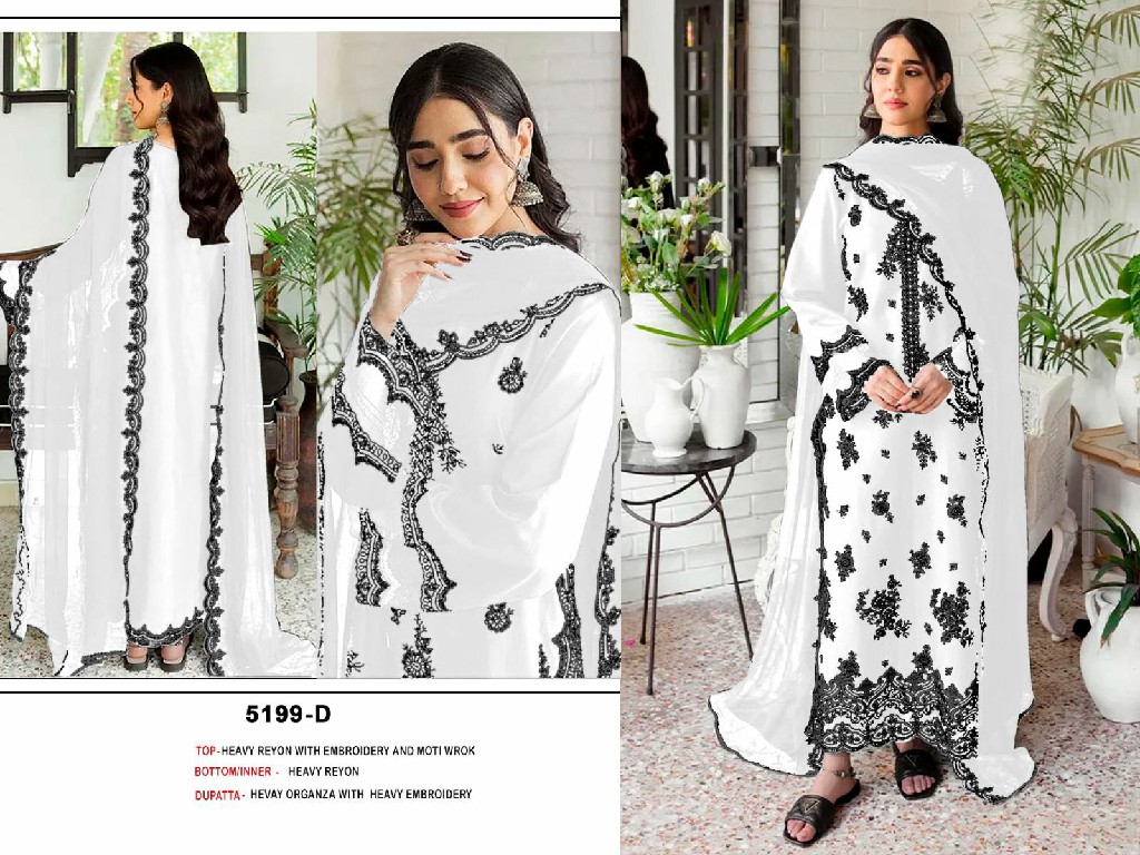 TEXTILEDEAL D.NO 5199 WHOLESALE RAYON COTTON HEAVY EMBROIDERED UNSTITCH SALWAR SUITS FOR EXPORT