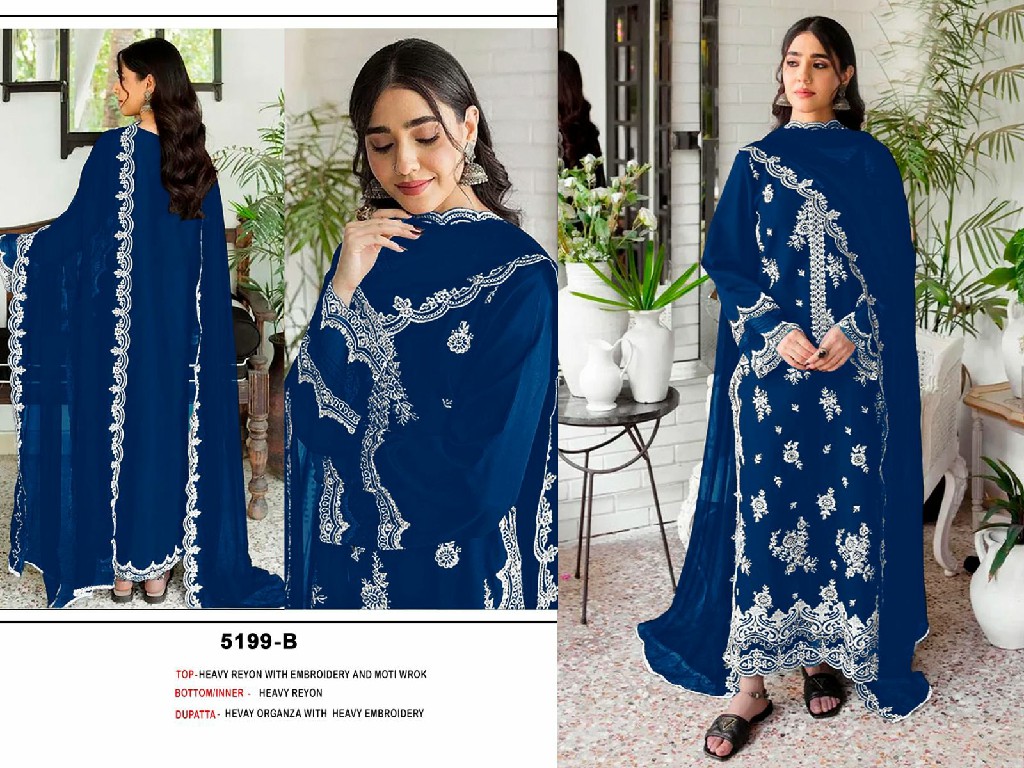 TEXTILEDEAL D.NO 5199 WHOLESALE RAYON COTTON HEAVY EMBROIDERED UNSTITCH SALWAR SUITS FOR EXPORT