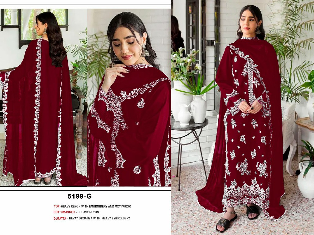 TEXTILEDEAL D.NO 5199 WHOLESALE RAYON COTTON HEAVY EMBROIDERED UNSTITCH SALWAR SUITS FOR EXPORT